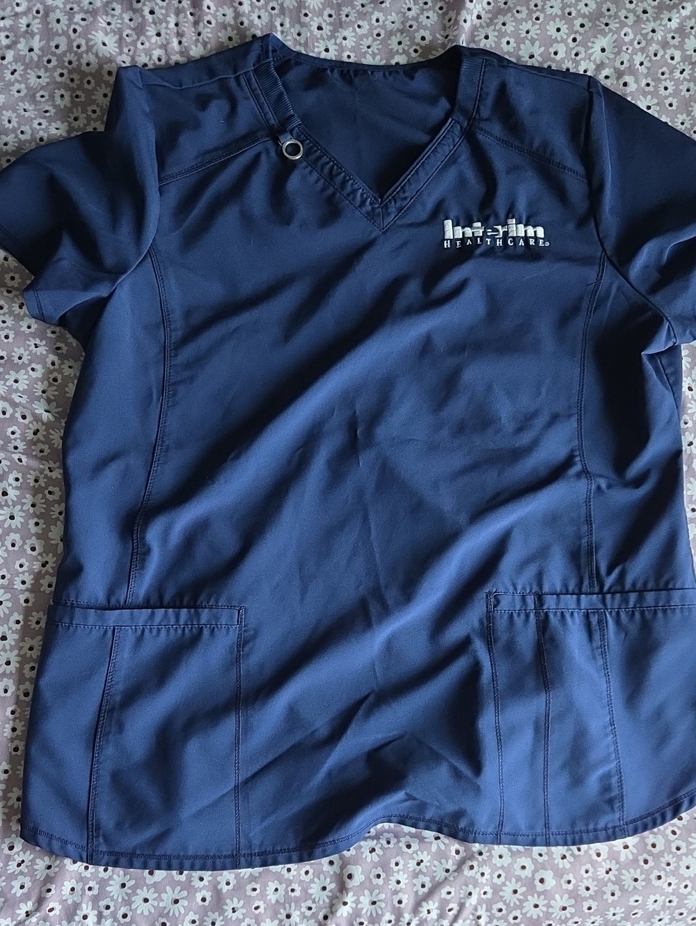 Interim Navy Blue Scrub Top